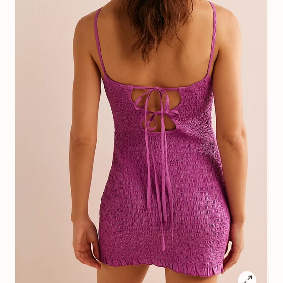 Free People Iyla Smocked Mini Dress in Radiant Orchid - Picture 2 of 4